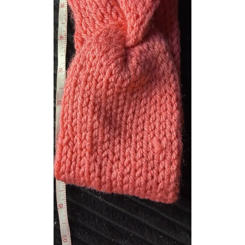 Handmade Crochet Twisted Ear Warmer Headband Coral Winter Head Wrap